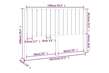 beBasic Sengegavl 145,5x4x100 cm heltre furu - Brun - Møbler - Senger - Sengetilbehør & sengegavl - Sengegavl