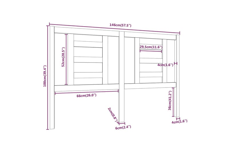 beBasic Sengegavl 146x4x100 cm heltre furu - Brun - Sengegavl