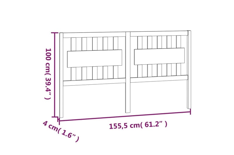 beBasic Sengegavl 155,5x4x100 cm heltre furu - Brun - Sengegavl