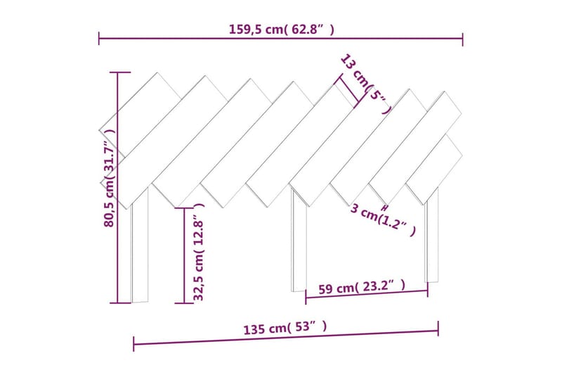 beBasic Sengegavl 159,5x3x80,5 cm heltre furu - Brun - Sengegavl