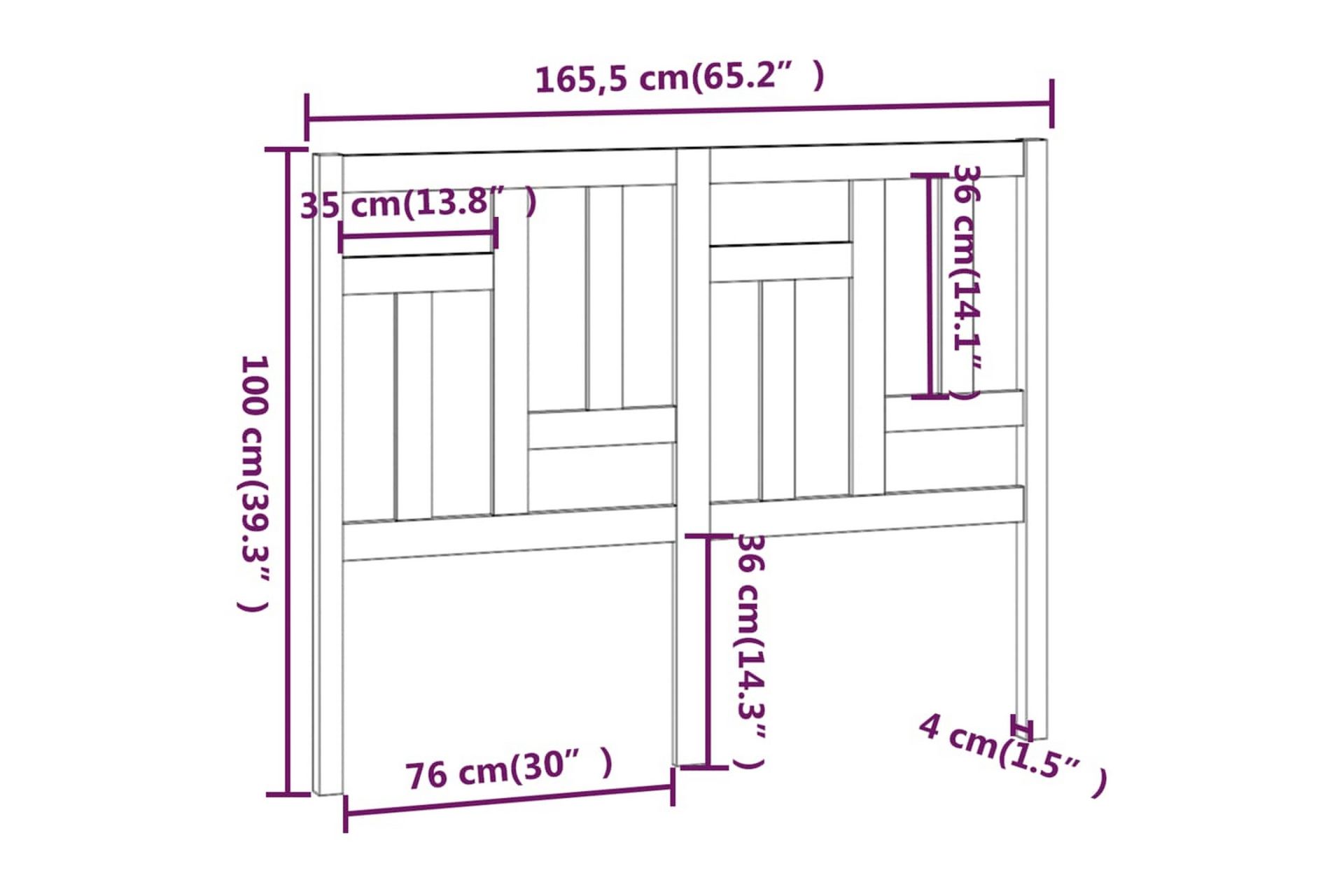 beBasic Sengegavl 165,5x4x100 cm heltre furu - Brun - Møbler - Senger - Sengetilbehør & sengegavl - Sengegavl