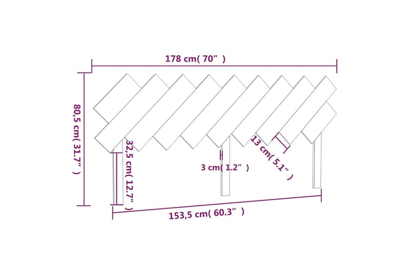 beBasic Sengegavl 178x3x80,5 cm heltre furu - Brun - Sengegavl