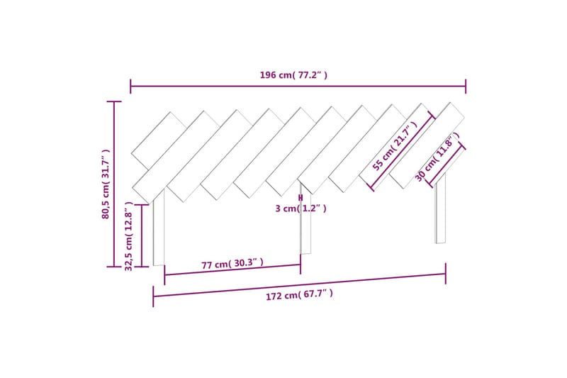 beBasic Sengegavl 196x3x80,5 cm heltre furu - Brun - Sengegavl