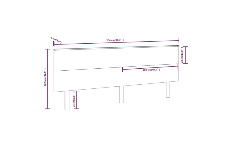 beBasic Sengegavl 204x6x82,5 cm heltre furu - Brun - Sengegavl