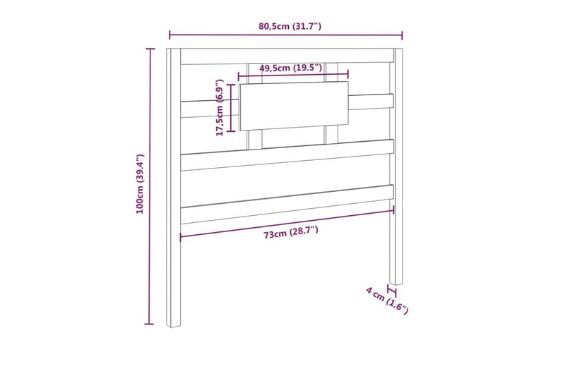 beBasic Sengegavl 80,5x4x100 cm heltre furu - Brun - Møbler - Senger - Sengetilbehør & sengegavl - Sengegavl