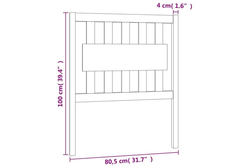 beBasic Sengegavl 80,5x4x100 cm heltre furu - Brun - Sengegavl