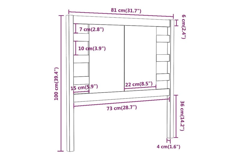 beBasic Sengegavl 81x4x100 cm heltre furu - Brun - Sengegavl