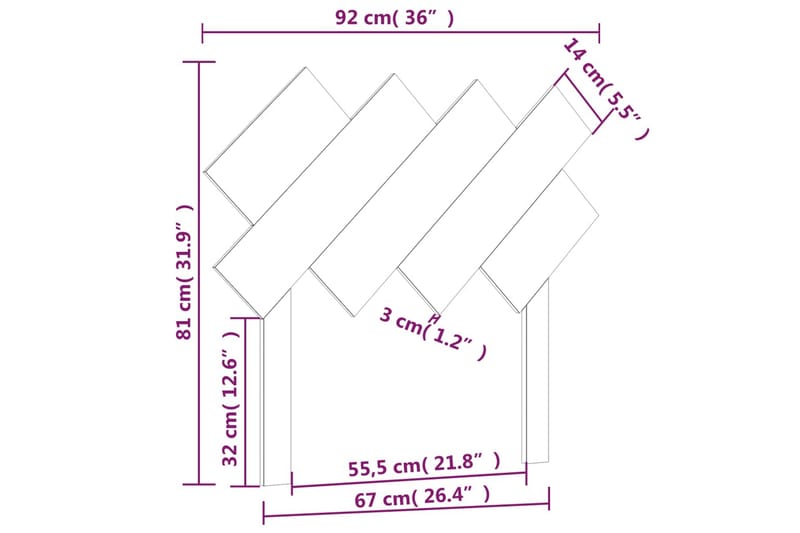 beBasic Sengegavl 92x3x81 cm heltre furu - Brun - Sengegavl