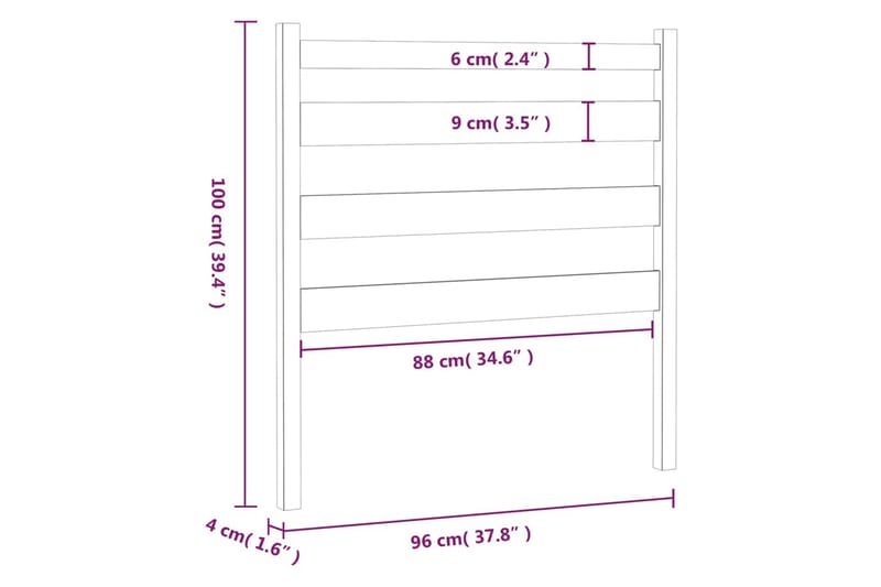 beBasic Sengegavl 96x4x100 cm heltre furu - Brun - Sengegavl