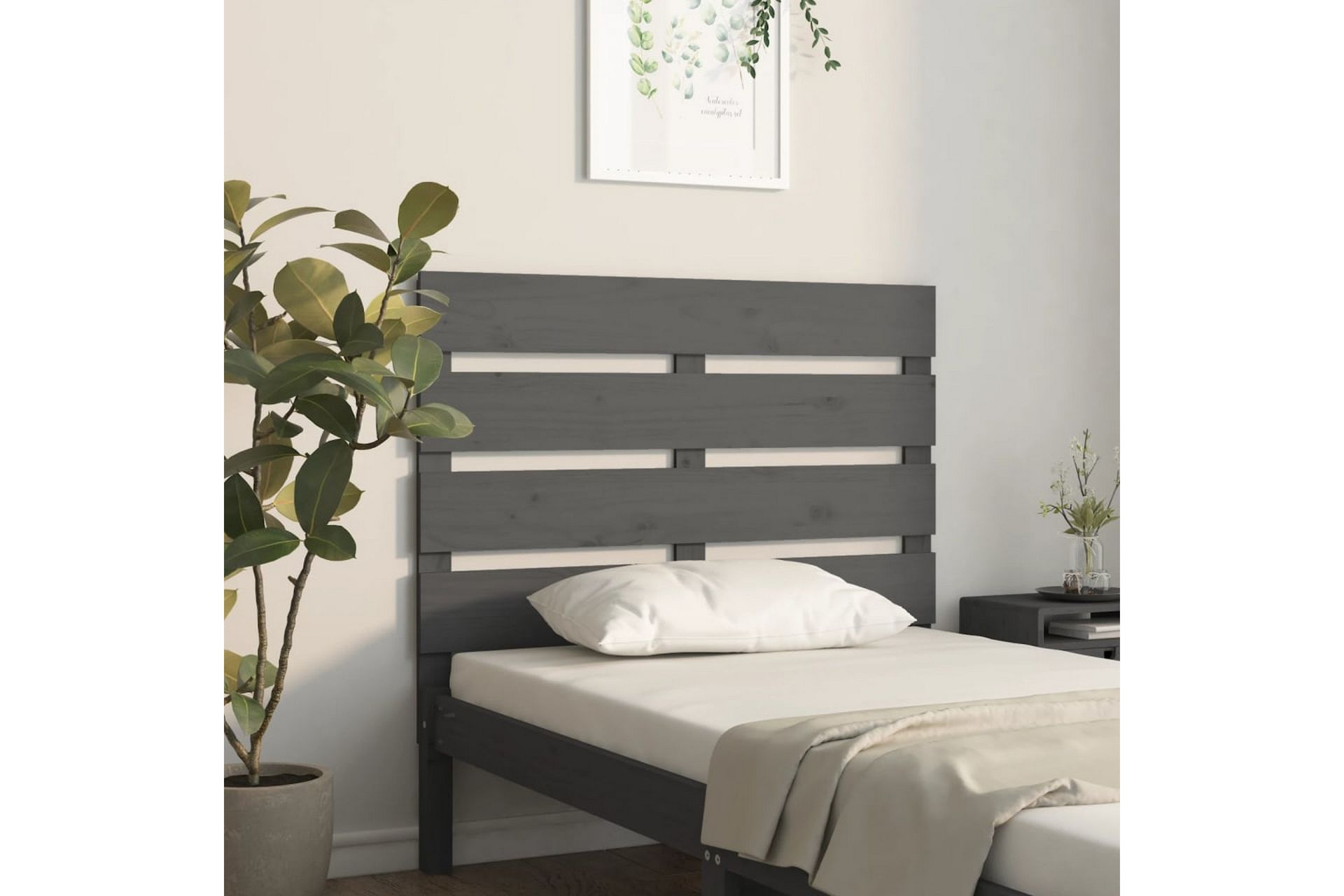 beBasic Sengegavl grå 100x3x80 cm heltre furu - GrÃ¥ - Møbler - Senger - Sengetilbehør & sengegavl - Sengegavl