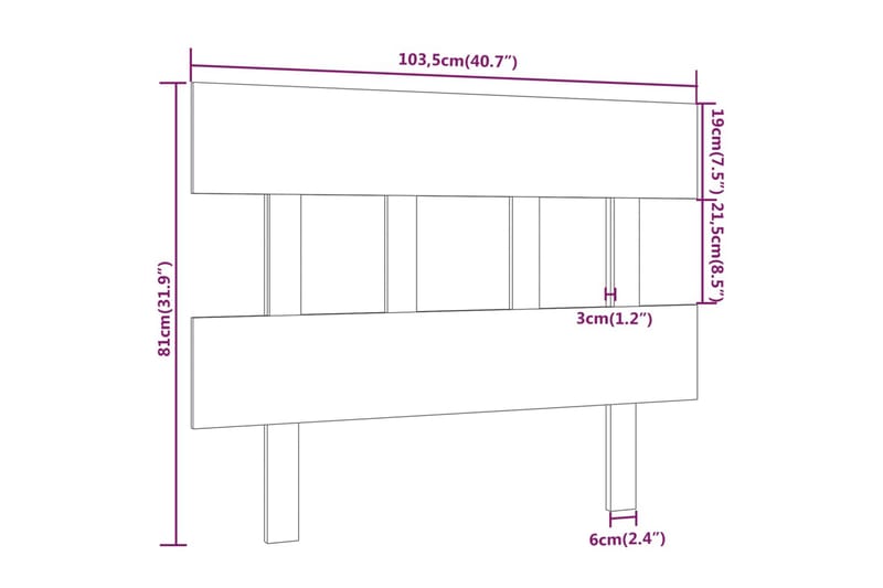 beBasic Sengegavl grå 103,5x3x81 cm heltre furu - GrÃ¥ - Møbler - Senger - Sengetilbehør & sengegavl - Sengegavl
