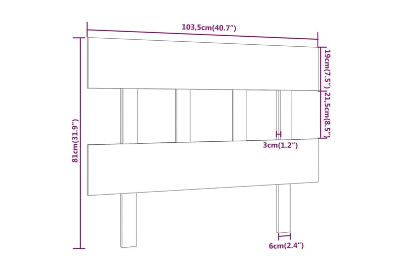 beBasic Sengegavl grå 103,5x3x81 cm heltre furu - GrÃ¥ - Sengegavl