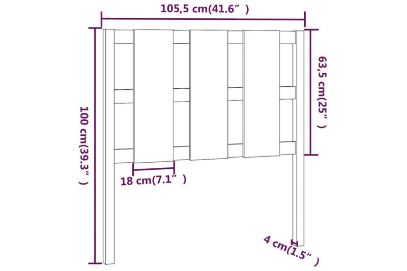 beBasic Sengegavl grå 105,5x4x100 cm heltre furu - GrÃ¥ - Sengegavl