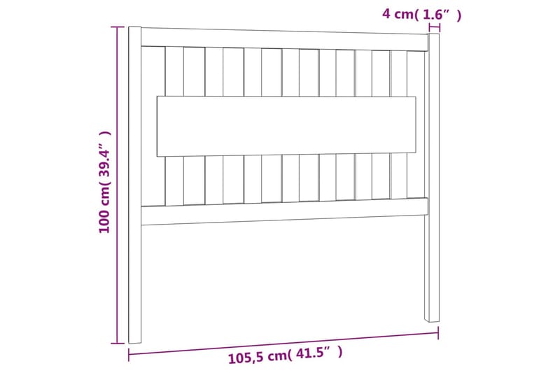 beBasic Sengegavl grå 105,5x4x100 cm heltre furu - GrÃ¥ - Sengegavl