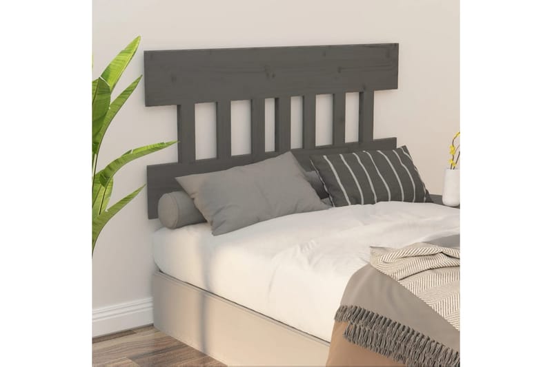 beBasic Sengegavl grå 123,5x3x81 cm heltre furu - GrÃ¥ - Møbler - Senger - Sengetilbehør & sengegavl - Sengegavl