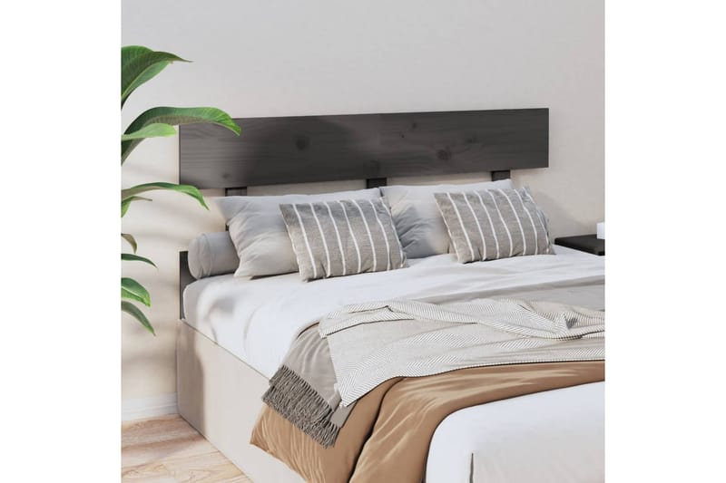 beBasic Sengegavl grå 124x3x81 cm heltre furu - GrÃ¥ - Møbler - Senger - Sengetilbehør & sengegavl - Sengegavl