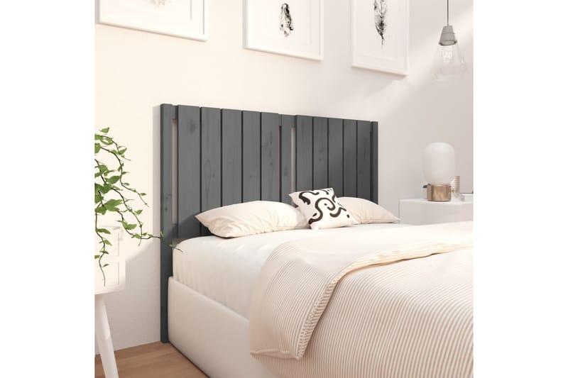 beBasic Sengegavl grå 125,5x4x100 cm heltre furu - GrÃ¥ - Møbler - Senger - Sengetilbehør & sengegavl - Sengegavl