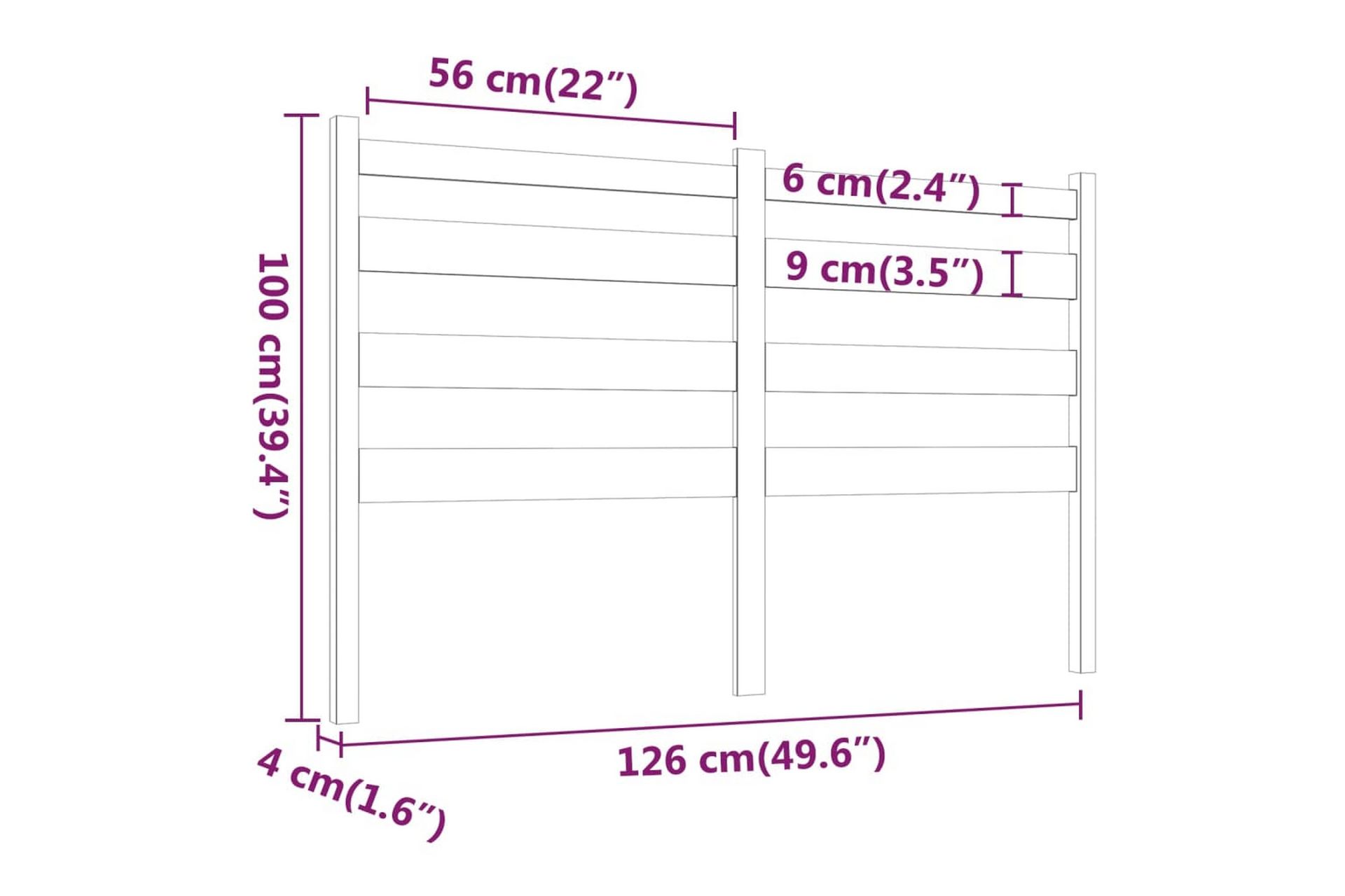 beBasic Sengegavl grå 126x4x100 cm heltre furu - GrÃ¥ - Møbler - Senger - Sengetilbehør & sengegavl - Sengegavl