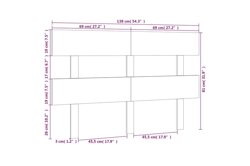 beBasic Sengegavl grå 138x3x81 cm heltre furu - GrÃ¥ - Møbler - Senger - Sengetilbehør & sengegavl - Sengegavl