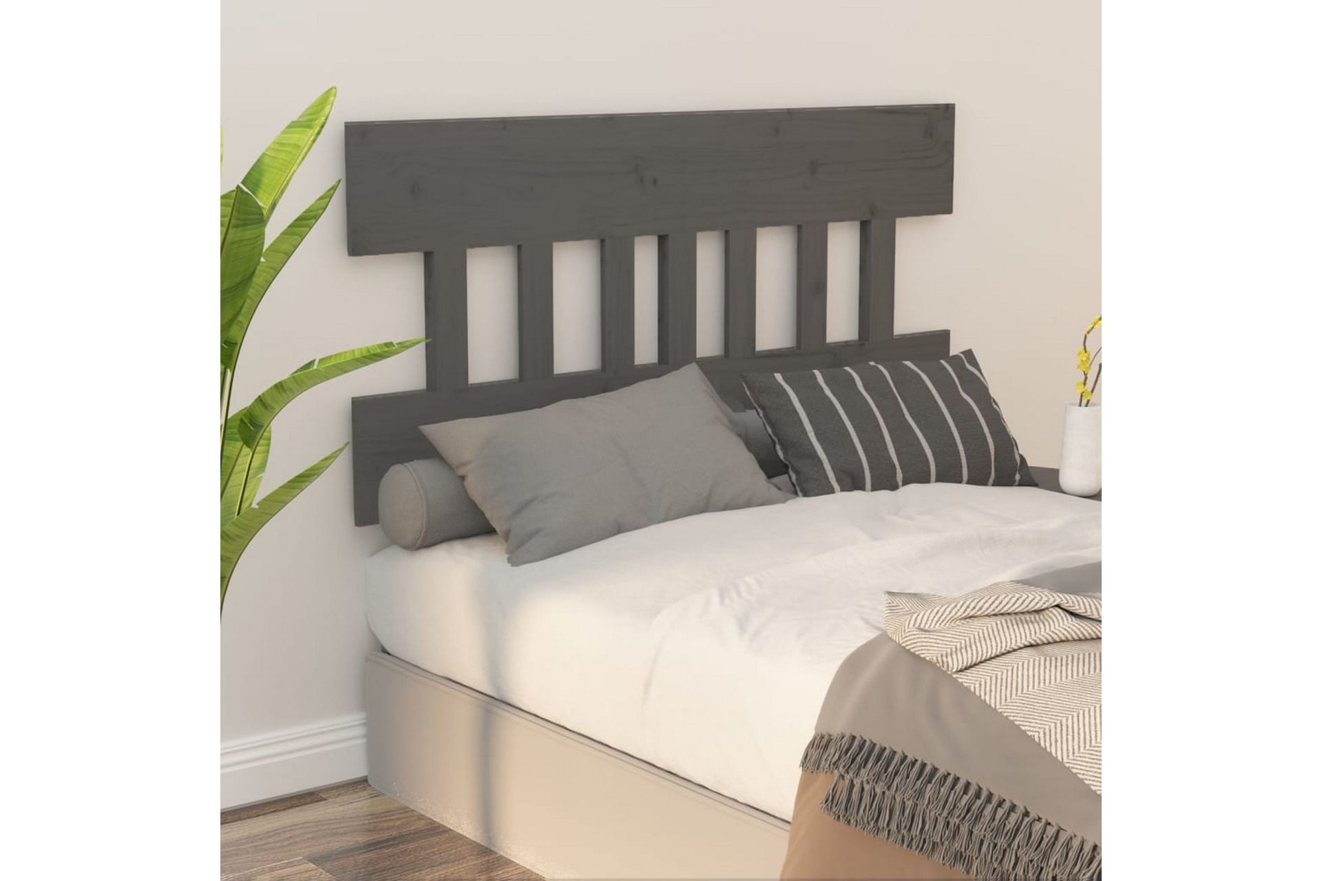 beBasic Sengegavl grå 143,5x3x81 cm heltre furu - GrÃ¥ - Møbler - Senger - Sengetilbehør & sengegavl - Sengegavl