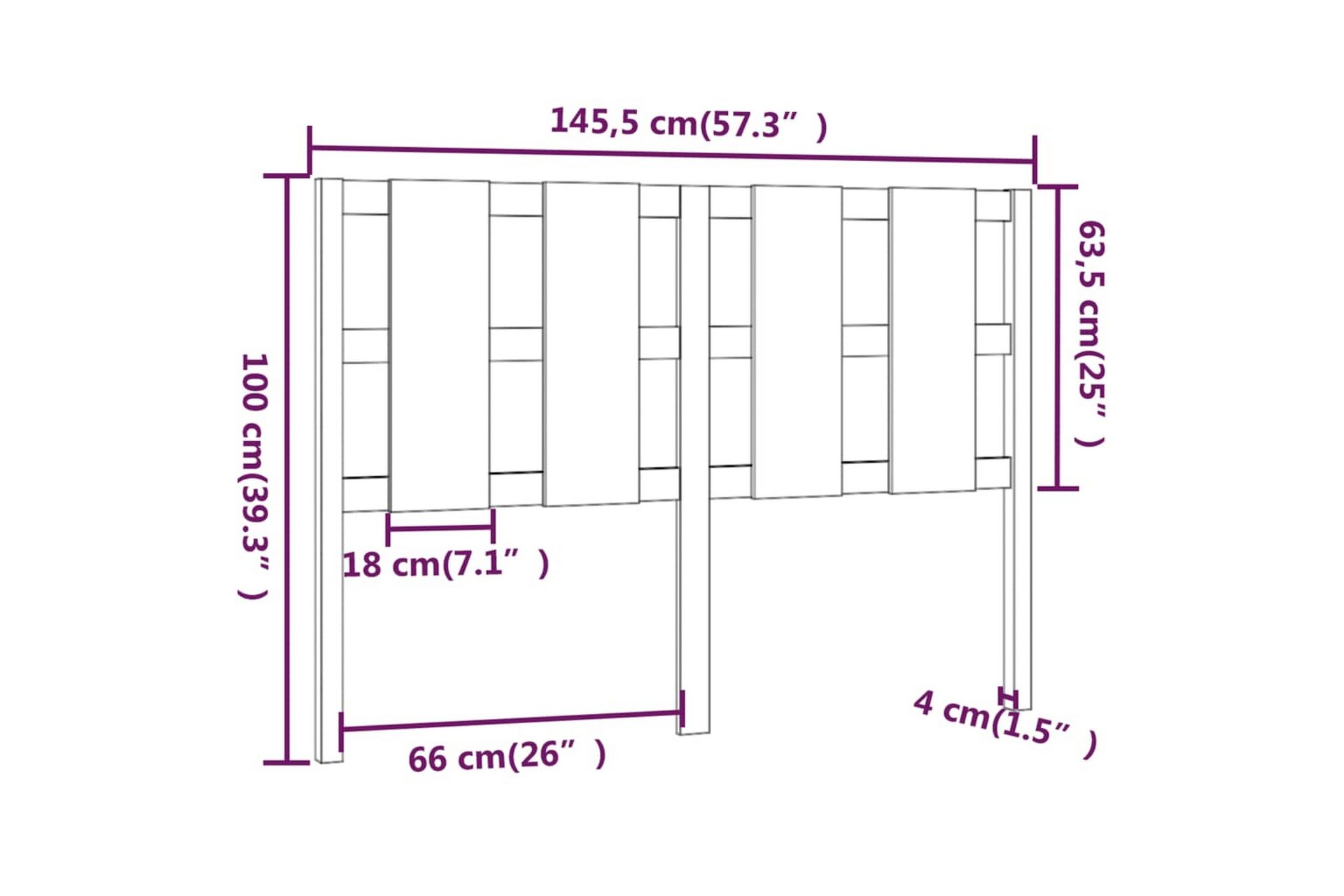 beBasic Sengegavl grå 145,5x4x100 cm heltre furu - GrÃ¥ - Møbler - Senger - Sengetilbehør & sengegavl - Sengegavl