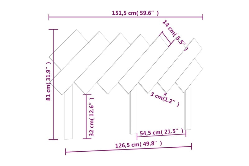 beBasic Sengegavl grå 151,5x3x81 cm heltre furu - GrÃ¥ - Sengegavl