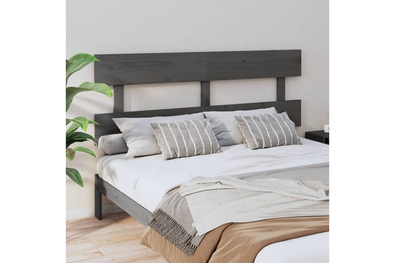 beBasic Sengegavl grå 154x3x81 cm heltre furu - GrÃ¥ - Møbler - Senger - Sengetilbehør & sengegavl - Sengegavl