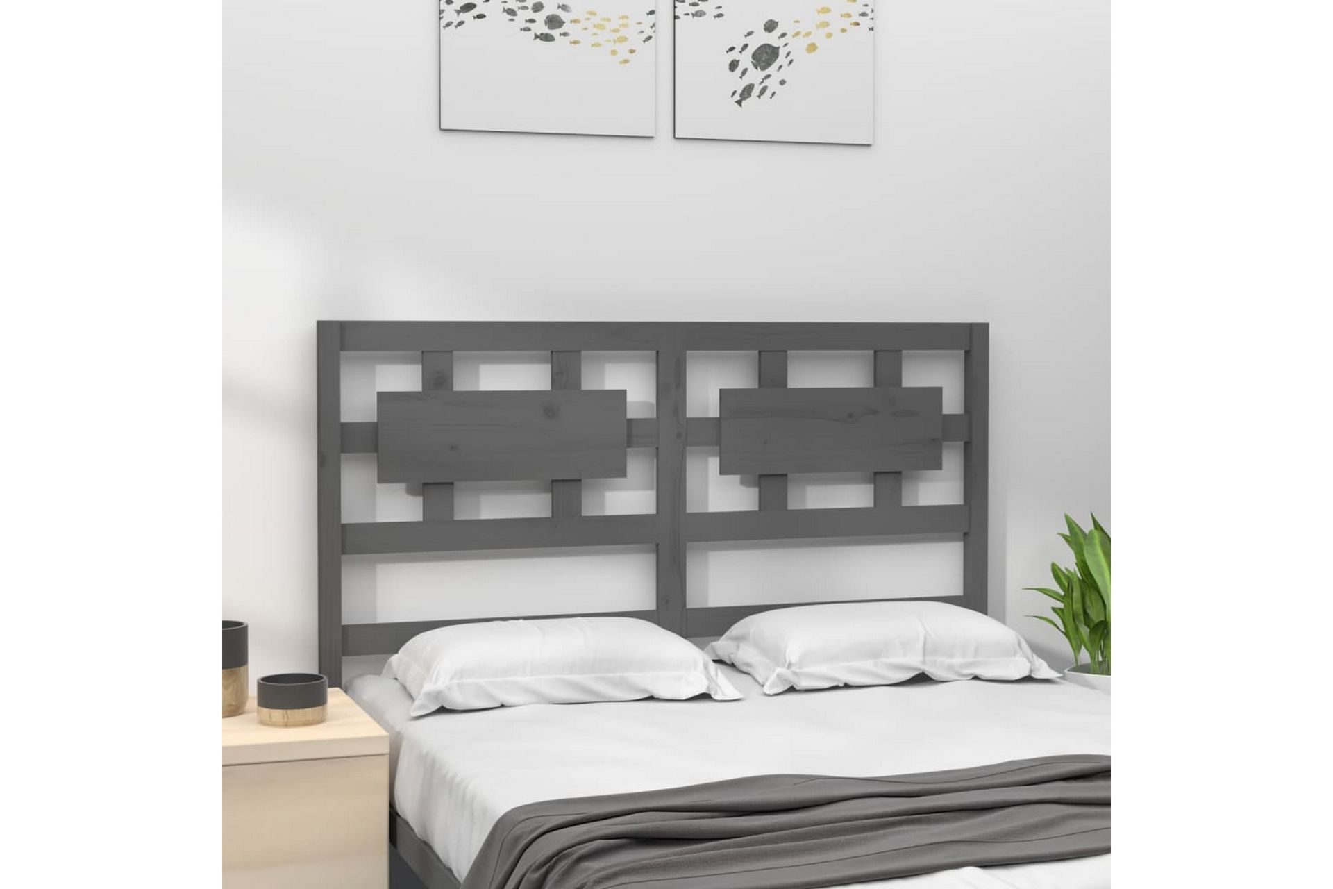 beBasic Sengegavl grå 155,5x4x100 cm heltre furu - GrÃ¥ - Møbler - Senger - Sengetilbehør & sengegavl - Sengegavl