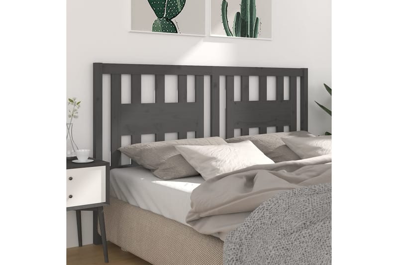 beBasic Sengegavl grå 156x4x100 cm heltre furu - GrÃ¥ - Møbler - Senger - Sengetilbehør & sengegavl - Sengegavl