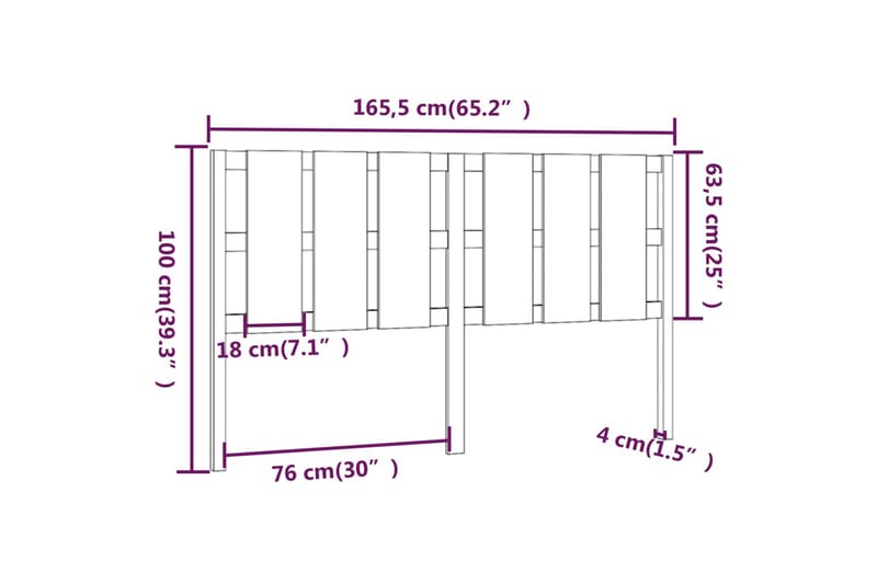 beBasic Sengegavl grå 165,5x4x100 cm heltre furu - GrÃ¥ - Møbler - Senger - Sengetilbehør & sengegavl - Sengegavl