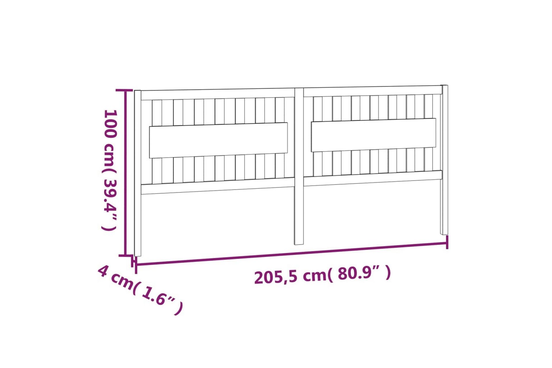 beBasic Sengegavl grå 205,5x4x100 cm heltre furu - GrÃ¥ - Møbler - Senger - Sengetilbehør & sengegavl - Sengegavl