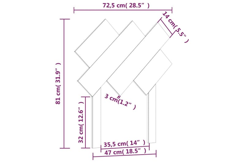 beBasic Sengegavl grå 72,5x3x81 cm heltre furu - GrÃ¥ - Sengegavl