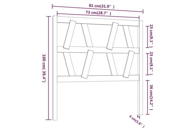 beBasic Sengegavl grå 81x4x100 cm heltre furu - GrÃ¥ - Sengegavl