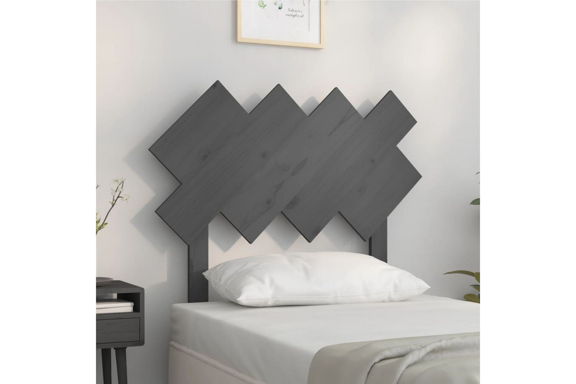 beBasic Sengegavl grå 92x3x81 cm heltre furu - GrÃ¥ - Møbler - Senger - Sengetilbehør & sengegavl - Sengegavl