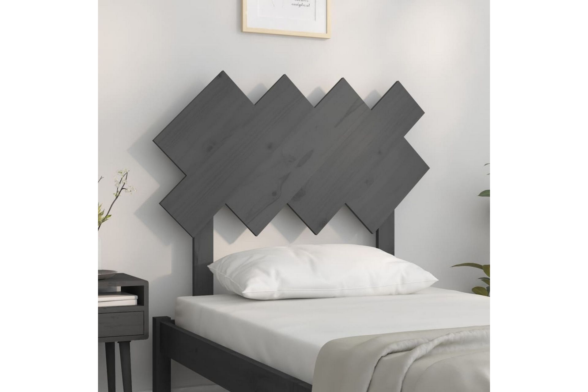 beBasic Sengegavl grå 92x3x81 cm heltre furu - GrÃ¥ - Møbler - Senger - Sengetilbehør & sengegavl - Sengegavl