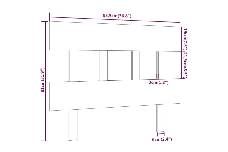 beBasic Sengegavl grå 93,5x3x81 cm heltre furu - GrÃ¥ - Møbler - Senger - Sengetilbehør & sengegavl - Sengegavl