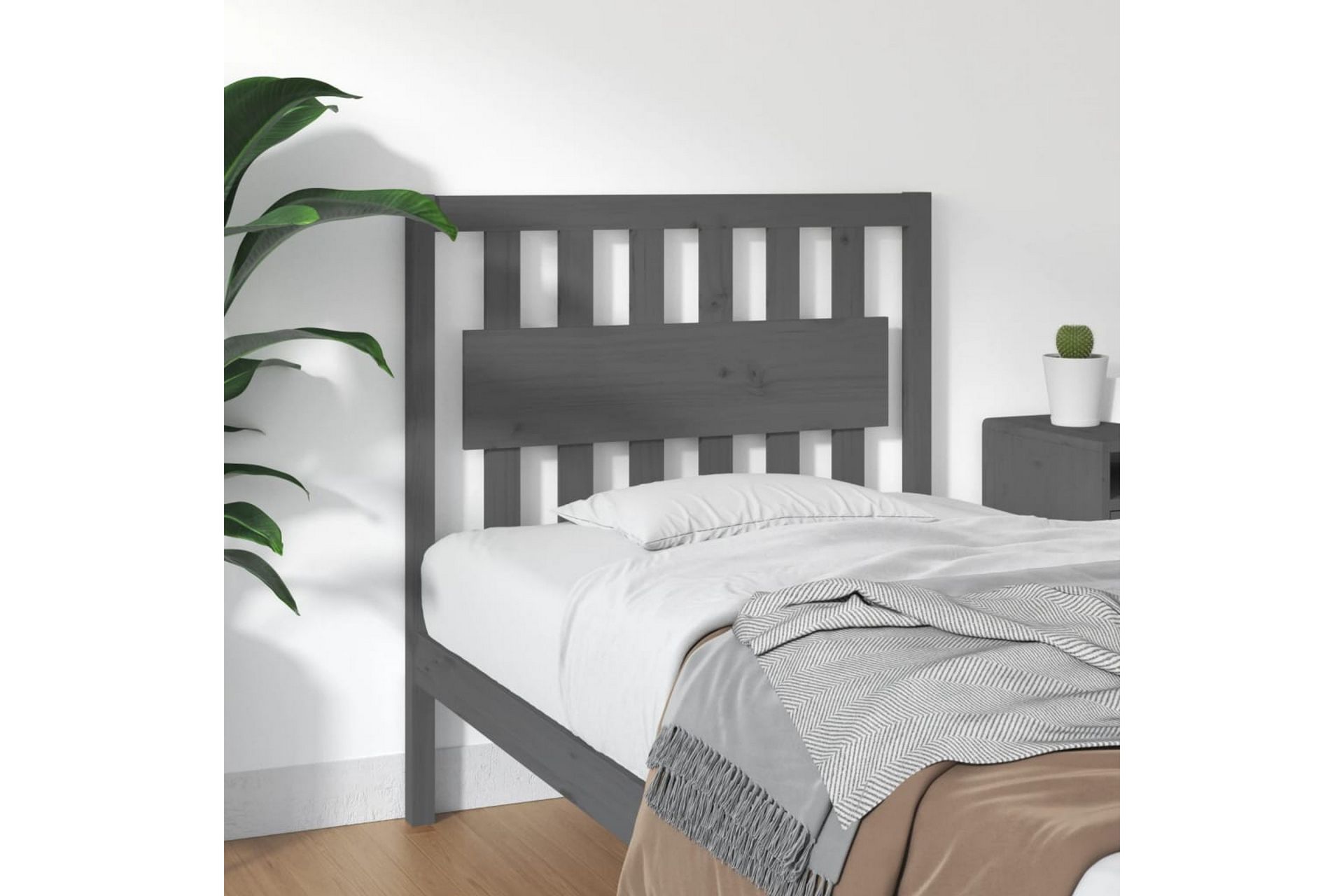 beBasic Sengegavl grå 95,5x4x100 cm heltre furu - GrÃ¥ - Møbler - Senger - Sengetilbehør & sengegavl - Sengegavl