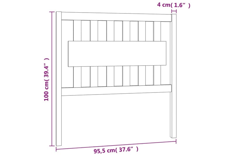 beBasic Sengegavl grå 95,5x4x100 cm heltre furu - GrÃ¥ - Sengegavl