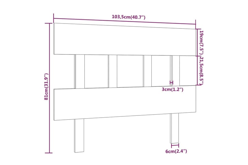 beBasic Sengegavl honningbrun 103,5x3x81 cm heltre furu - Brun - Møbler - Senger - Sengetilbehør & sengegavl - Sengegavl