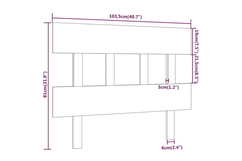 beBasic Sengegavl honningbrun 103,5x3x81 cm heltre furu - Brun - Sengegavl