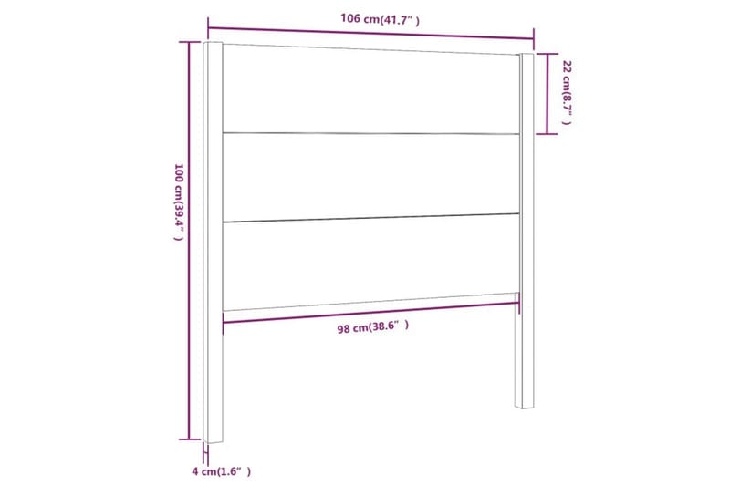 beBasic Sengegavl honningbrun 106x4x100 cm heltre furu - Brun - Møbler - Senger - Sengetilbehør & sengegavl - Sengegavl