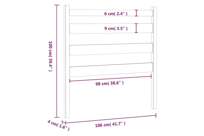beBasic Sengegavl honningbrun 106x4x100 cm heltre furu - Brun - Møbler - Senger - Sengetilbehør & sengegavl - Sengegavl