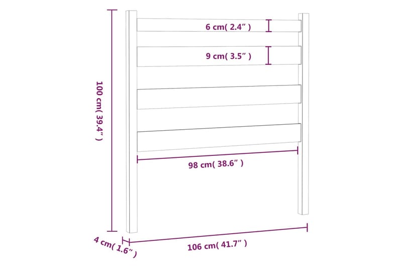 beBasic Sengegavl honningbrun 106x4x100 cm heltre furu - Brun - Sengegavl