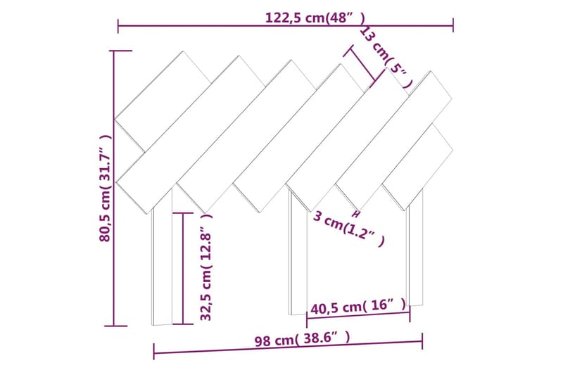 beBasic Sengegavl honningbrun 122,5x3x80,5 cm heltre furu - Brun - Sengegavl