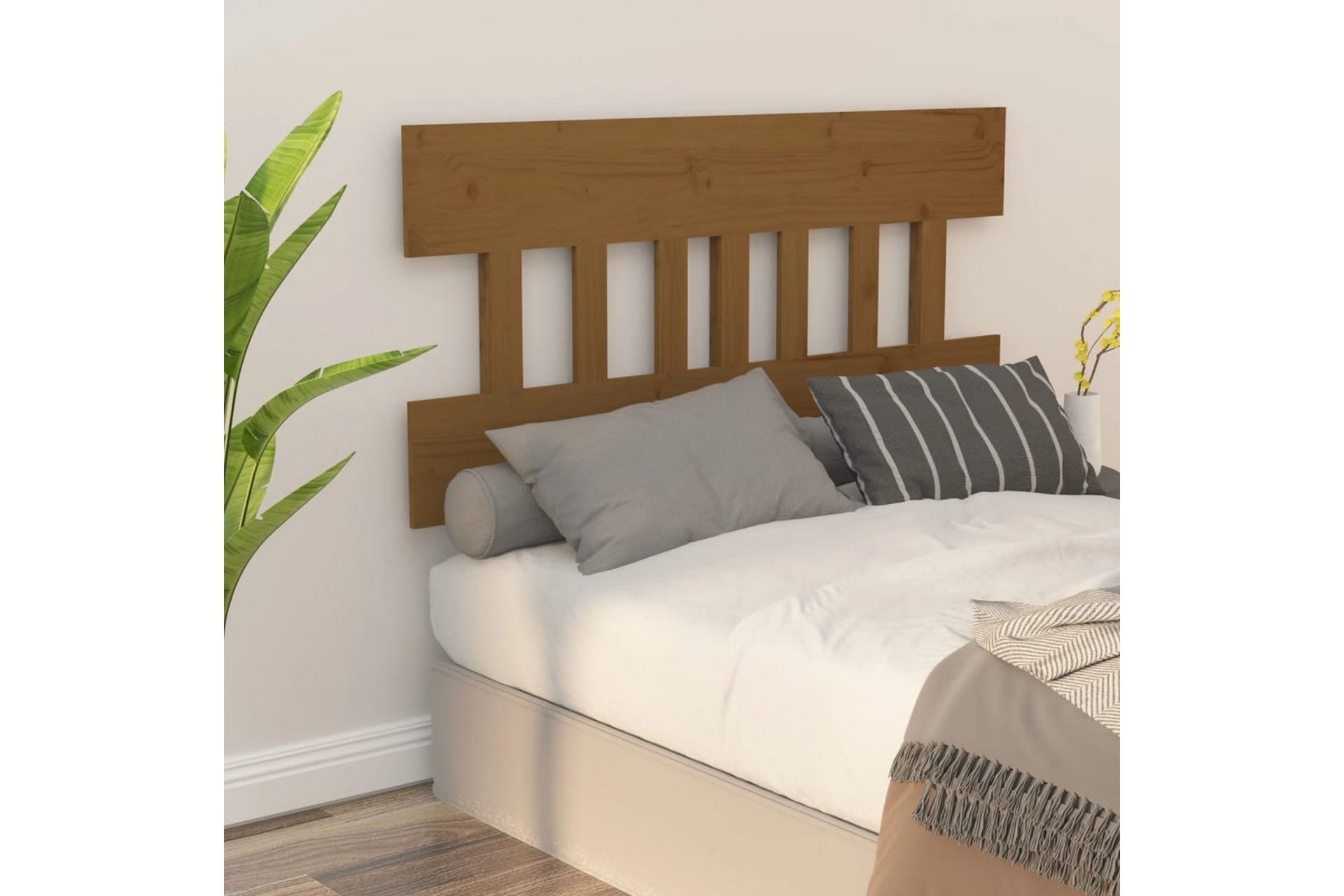 beBasic Sengegavl honningbrun 123,5x3x81 cm heltre furu - Brun - Møbler - Senger - Sengetilbehør & sengegavl - Sengegavl