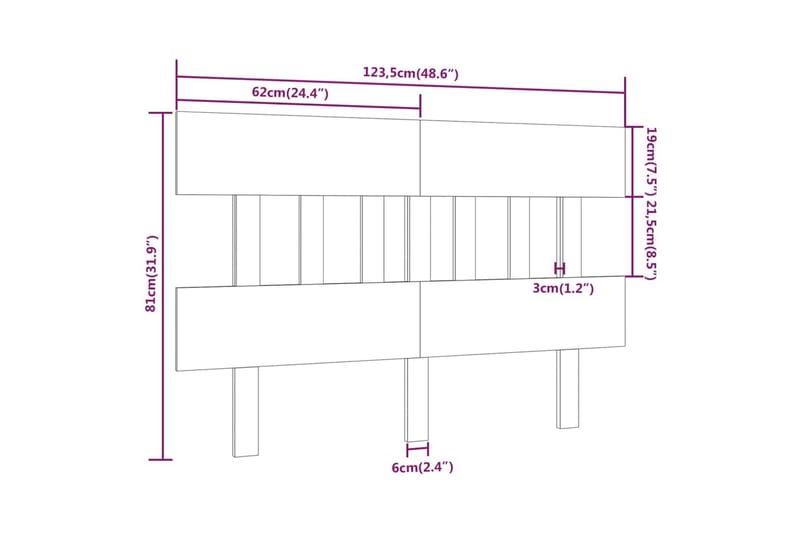 beBasic Sengegavl honningbrun 123,5x3x81 cm heltre furu - Brun - Møbler - Senger - Sengetilbehør & sengegavl - Sengegavl