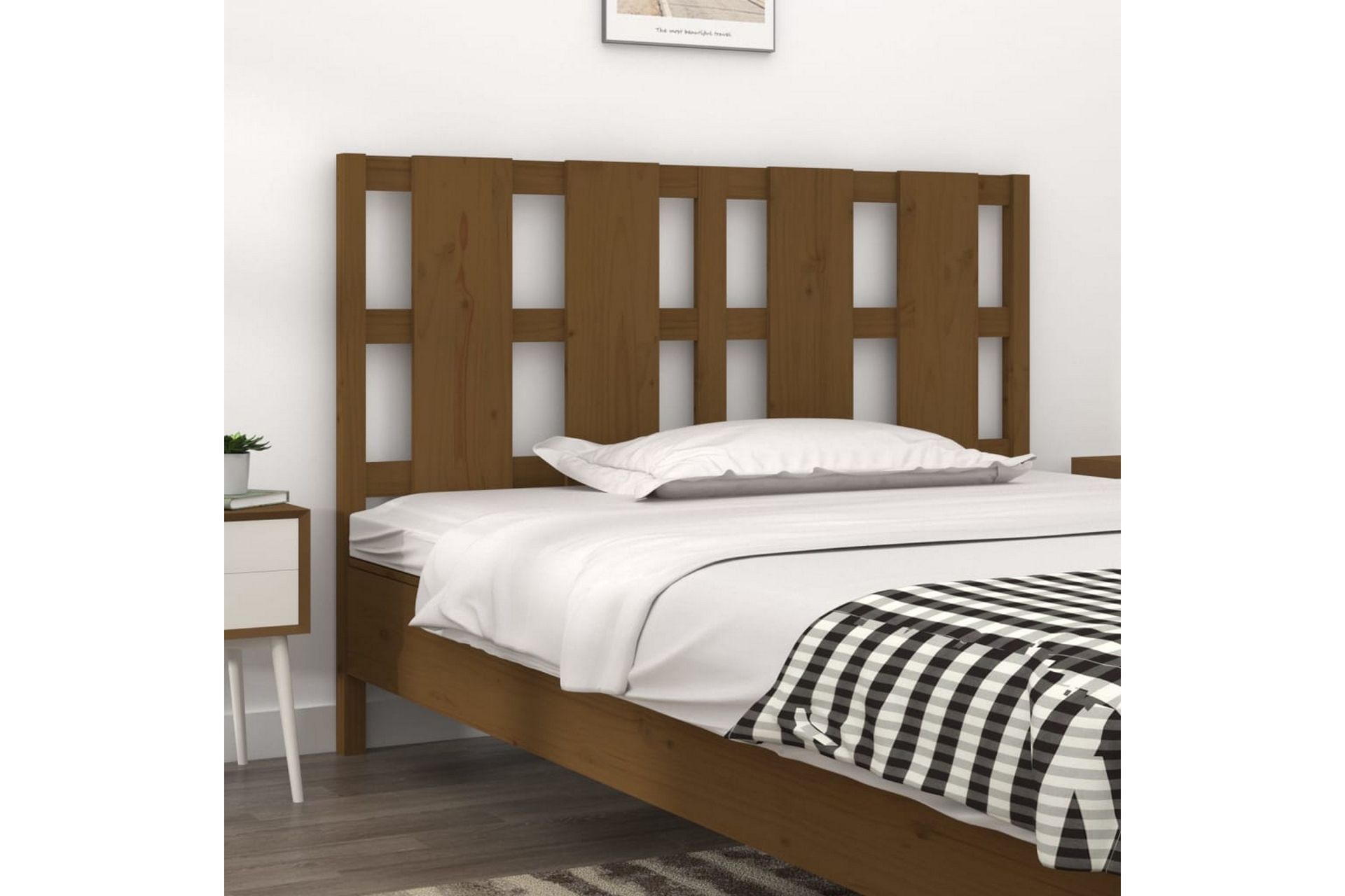 beBasic Sengegavl honningbrun 125,5x4x100 cm heltre furu - Brun - Møbler - Senger - Sengetilbehør & sengegavl - Sengegavl