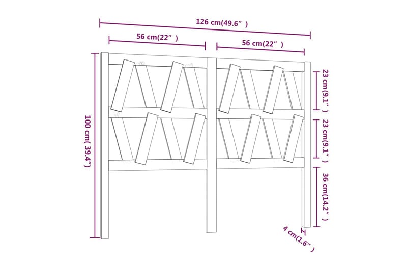 beBasic Sengegavl honningbrun 126x4x100 cm heltre furu - Brun - Sengegavl