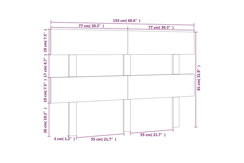 beBasic Sengegavl honningbrun 154x3x81 cm heltre furu - Brun - Møbler - Senger - Sengetilbehør & sengegavl - Sengegavl