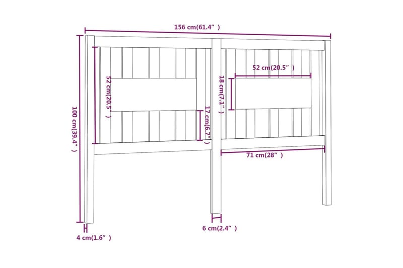 beBasic Sengegavl honningbrun 156x4x100 cm heltre furu - Brun - Møbler - Senger - Sengetilbehør & sengegavl - Sengegavl
